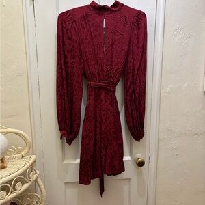 Anthropologie Deep Red Long Sleeve Dress